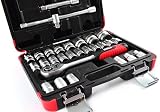 Hilka 01123202 32 Piece 1/2-inch Drive Socket Set Chrome Vanadium Steel Ratchet view 3