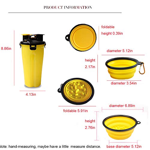 Dog Cat Water Bottle With 2 Pcs Collapsible Bowls - Pet Travel Portable Water Container With Slow Feeder Bowl Dispenser - 2 in 1 Safety Drinking Food Feeder Cup for Dog Cat Rabbit Other Animal Outdoor - Thumbnail 2