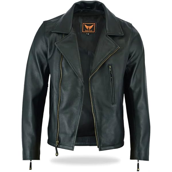 Tall Men's Vented Leather Motorcycle Jacket – Full Action Back, Zip-Out Liner (Size MT To 5XLT)