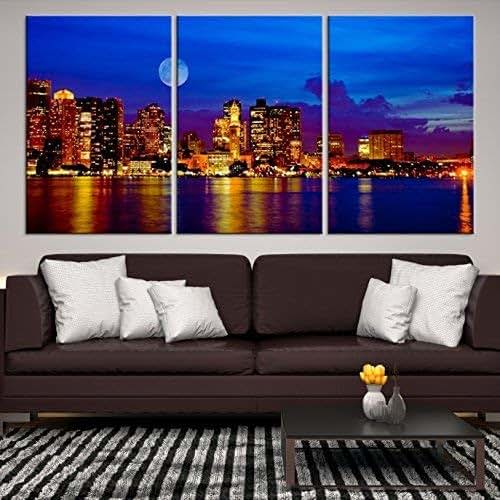 Amazon.com: Large Wall Art Boston Skyline Canvas Print for Home