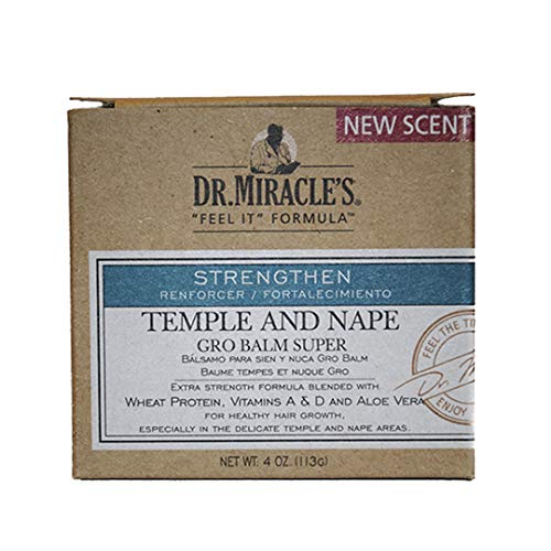 Dr. Miracle’s Temple and Nape Gro Balm – For Healthy Hair Growth, Contains Wheat Protein, Aloe, vitamin A, Vitamin D, Strengthens, Promotes Growth, 4 o (Packaging may vary) Dr. Miracle’s Temple and Nape Gro Balm – For Healthy Hair Growth, Contains Wheat Protein, Aloe, vitamin A, Vitamin D, Strengthens, Promotes Growth, 4 o (Packaging may vary)