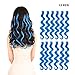 12 Pieces Party Highlights Clip in Colored Hair Extensions for Kids Girls Colorful Hair Extensions 22 inches Curly Wavy Synthetic Hairpieces Multi-Colors Sky Blue Hair