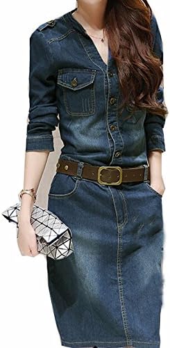 Amazon Co Jp テンキョ Tianju 上質 オールインワン 秋 ワンピース 長袖 スリム シャツワンピース ナチュラル 大きいサイズ 服 デニムワンピース ワンピ シャツワンピ 大人カジュアル 夏ワンピワンピース 上品 着やせ 上質ワンピース 膝丈 インナー Xxl 画像通り