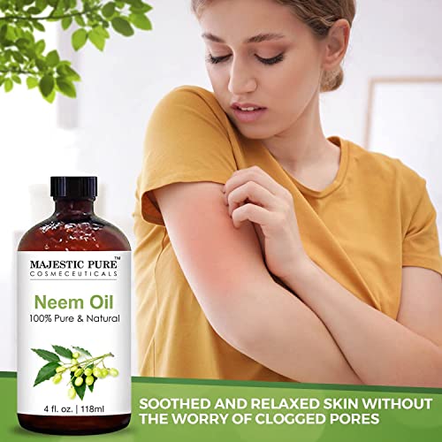 MAJESTIC PURE Neem Oil 100 Pure Cold Pressed Great for Skin Care