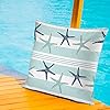 BaoNews Coastal Navy Blue Pillow Covers, Coastal Starfish Repeat Pattern Navy Turquoise Square 16 x 16 Inches Decorative…