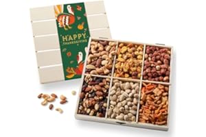 Thanksgiving Mixed Nuts Gift Basket, Premium Assorted Gourmet Nuts in Wooden Crate, Holiday Themed Packaging, Bonnie and Pop