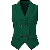 Allegra K Women's Suit Vest Double Breasted Business Lapel Dressy Waistcoat Vest