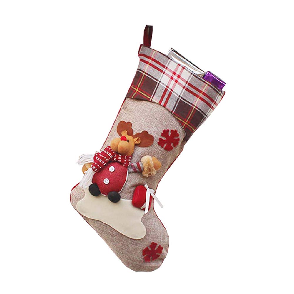 SUNTRADE 18 inch Christmas Stocking 3D Santa, Snowman, Reindeer, Big Stockings Home Party Decoration (C)