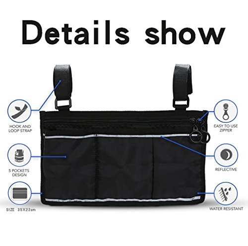 KIKIGOAL Wheelchair Side Bag Great Accessory for Your Mobility Devices. Fits Most Scooters, Walkers, Rollators, Manual, Powered Or Electric Wheelchairs (Blue) - Thumbnail 5