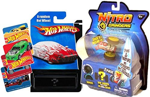 Nitro Grinders &amp; Team Hot Wheels Car + Hot Wheels Car Stickers Fun Pack - 2 Extreme Stunt Riders set