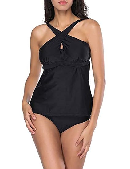 FeelinGirl Damen Seitlich Gebunden Bikini-Sets Abnehmbar Bademode Push-up Bikinioberteil mit Nackenträger Bügelhaft