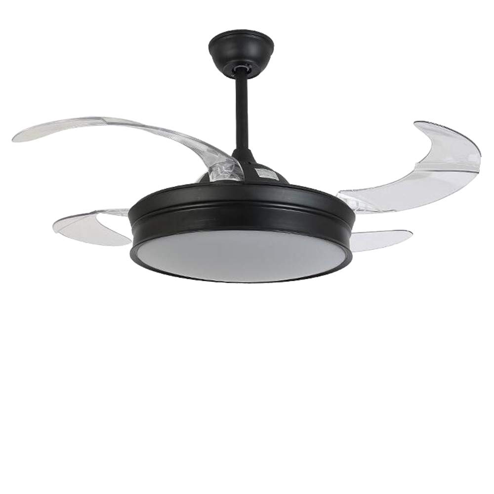 Tiptonlight 42 Inch Black Retractable Ceiling Fan European Simple