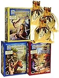 Carcassonne Expansions 1 & 2 & 3 Bundle Set _ No. 1 Inns & Cathedrals; No. 2 Traders & Builders; No. 3 Princess and the Dragon _ Bonus 3 Gold Metallic Cloth Drawstring Storages Pouches _ Bundled Items
