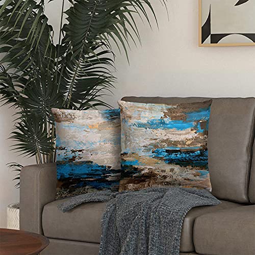 Abstract Throw Pillow Covers 18x18 Pack of 2, Abstract Pillow Cushion Cases, Modern Painting Design Decorative Square Pillow Covers for Bedroom Living Room Sofa Couch Office