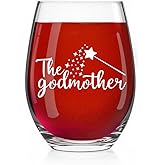 Pishovi The Godmother Wine Glass, Birthday Christmas Thanksgiving Christmas Baptism Gifts for Mom Sister Grandma BFF Aunt Godmother Women, Appreciation Thank You Gifts for Mom Grandma Aunt Lady