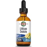 KAL Lithium Orotate Dropins Liquid, Chelated | Mood &amp; Relaxation Support | Natural Lemon Lime Flavor | 2oz, Approx. 60 Serv.
