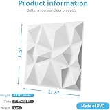 Art3d Decorative 3D Wall Panels Diamond Design 12x12 Matt White 33 Pack view 4