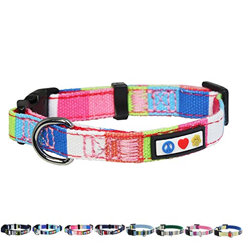 Pawtitas Pet / Puppy Soft Training Adjustable Multicolor Dog Collar Small 5/8 Inch Pink / White / Teal / Green