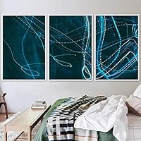 3 Piece Framed Canvas Wall Art Abstract Geometric Lights Mixed Media Canvas Prints Home Artwork Decoration for Living Room,Bedroom - 16
