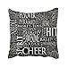 Accrocn Throw Pillow Covers Vintage Cute Cheerleading Word Cloud In Black White Pillowcases Polyester 18 x 18 Inch Cushion Decorative Pillowcase Square With Hidden Zipper Home Sofa