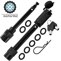 motormic Trailer Hitch Lock Pin Set - 5/8" and 1/2" Extra Long Black Pins with One Locking System - 1 Safety Clip, 10 Anti Rattle O-Rings - Tow receivers 1.25", 2" and 2.5 inch (Class I,II,III,IV,V)