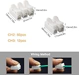 QitinDasen 62 Pc Spring Wire Connectors Kit CH2 CH3 Quick Cable Terminal Block view 2