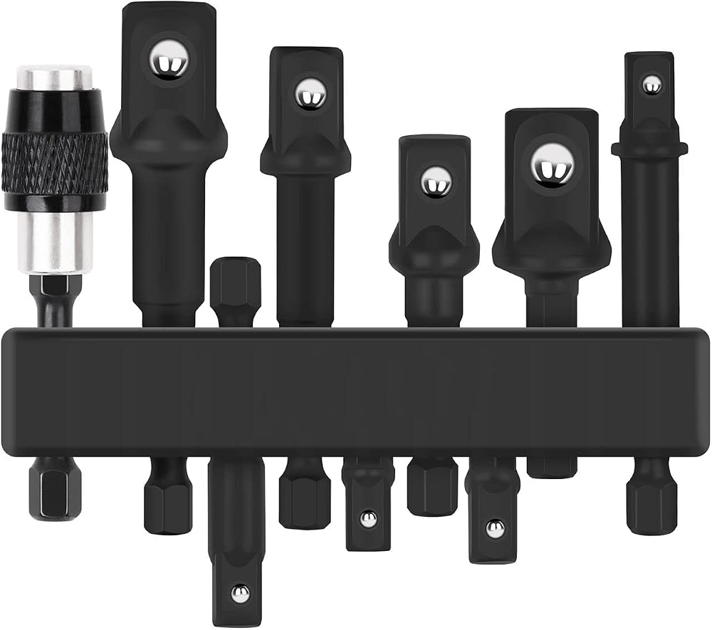 SWANLAKE 9PC Socket Adapter Set Hex Shank Impact Driver 1/4 3/8 1/2 Drill