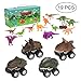 Dinosaur Toys - Pull Back Dinosaur Cars Toys, Educational Kids Realistic Dino Figures Toys, Creative Gifts for Boys Girls, Includes 4-Pack Dino Vehicles Cars with Big Tire Wheel, 15-Pack Dino Toys