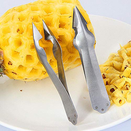 Unmengii Useful Salad Tool Fruit Clip Cutter Corer Slicer Pineapple Peeler Stainless Steel