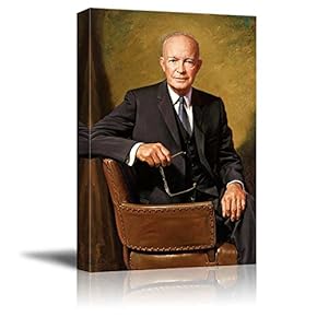 Portrait of President Dwight D. Eisenhower - Inspirational Famous People Series | Giclee Print Canvas Wall Art. Ready to Hang - 12"x18"