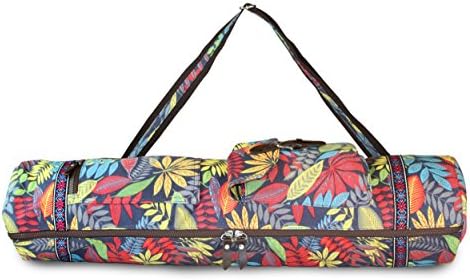 SukhaMat Large Yoga Mat Bag Carrier with 3 Storage Pockets, Air-Vents and Adjustable Shoulder Strap Heavy Duty &amp; Machine Washable - Fits Most Yoga Mat Sizes