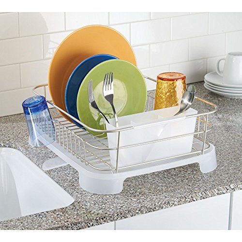 InterDesign Metro Aluminum Dish Drainer with Swivel Spout for Kitchen