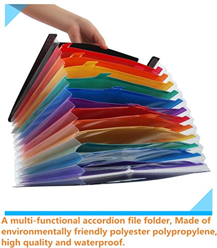 12 Pockets Expanding Files Folder/ A4 Expandable File organizer/ Portable Accordion File Folder/ High Capacity Multicolour Stand/ Plastic Business File Organizer Box-by Blinyang - Thumbnail 2