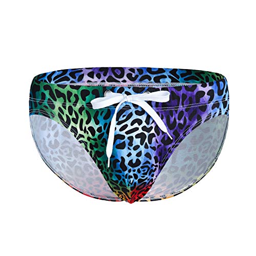 image for MIZOK Mens Bikini Briefs Sexy Low Rise Flowers Print Quick Dry Swim Tr