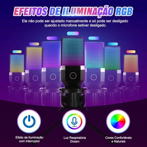 Microfone de Mesa, Microfone USB para PC com Suporte, Streaming, Podcasts, Gravação, para Computador no Mac/PS4/PS5, Microfone Gamer