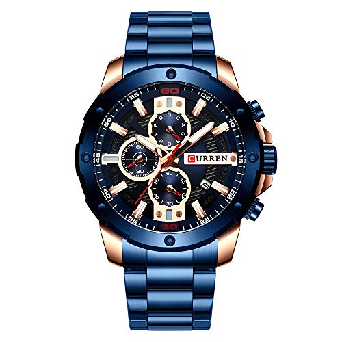 Relojes Hombres Acero Inoxidable Banda Cuarzo Reloj Militar Cronógrafo Reloj Masculino Moda Deportiva Reloj Impermeable