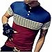 LOGEEYAR Mens Summer Slim Fit Contrast Color Stitching Stripe Short Sleeve Polo Casual T-Shirts (Small, 508-red)