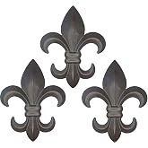Top Brass Large 10" Metal Fleur De Lis Wall Decor Art (3 Pack) - New Orleans Style French Lily Creole Home Decor