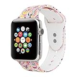 Floraler Sport Band for Apple Watch 42mm, Soft Silicone Strap Replacement Wristbands for Apple Watch Sport Series 3 Series 2 Series 1 Floral-1 42 M/L