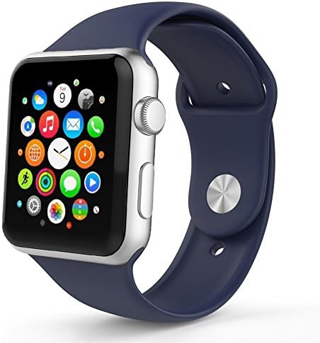 iMiWell Soft Silicone Fitness Replacement Sport Band for Apple Watch - 38mm - Navy - 3 Piece of Bands Included for 2 Lengths