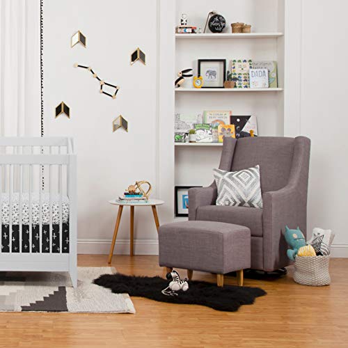 Babyletto Toco Upholstered Swivel Glider and Stationary Ottoman in Grey