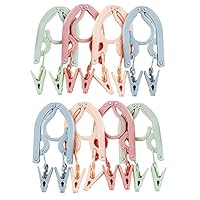 WofuL 8pcs Portable Folding Clothes Hangers with Detachable Socks Skirts Trousers Clips,Travel Camping Coat Hangers Racks