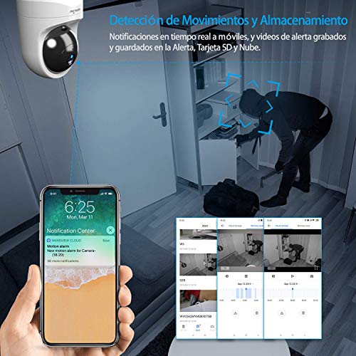 Wansview-Cmara-IP-WiFi-1080P-Cmara-Vigilancia-WiFi-con-Visin-Noturna-Deteccin-de-Movimiento-Audio-Bidireccional-Compatible-con-Alexa-Cmara-de-Seguridad-para-Beb-y-Mascotas-Q6-Blanco