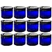 2 oz Cobalt Blue PET Plastic Jar with Black Smooth Foam Lined Lids (12 pack)