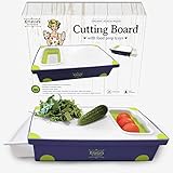 Cutting Board with Tray - Cutting Boards for Kitchen Plastic with Strainer - Cutting Boards Dishwasher Safe