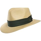 ULTRAFINO Monte Cristo Classic Fedora Straw Panama Hat Sun Wide Brim Lightweight Beach UPF50+ Men or Women