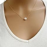 Usstore Women Lady Gold Necklace Simple Imitate Pearl Bib Choker Statement Collar Pendants