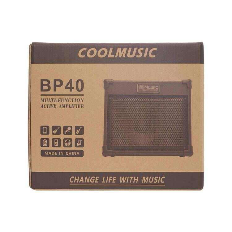 Coolmusic Portable Acoustic Guitar Amplifier, For Performers On The Go, Built-in Bluetooth (40W Battery-Powered)