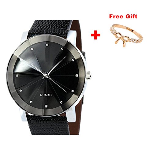 Han Shi Quartz Watch, Woens Mens Luxury Sport Military Stainless Steel Leather Dial Wrist watch (L, A)
