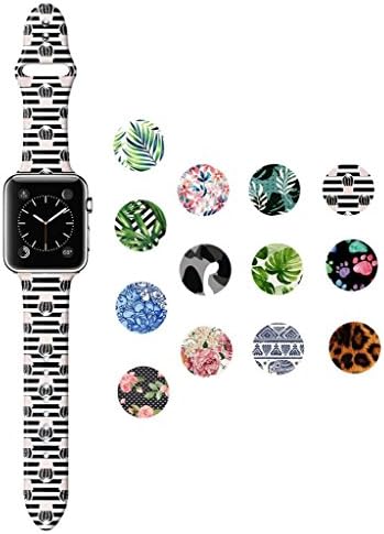 Dsigo Replacement Band for Apple Watch 38mm 40mm Series 4 Series 3 Series 2 Series 1 M/L, Strap Bands for iwatch, Silicone Sport Style Wristband, Personalized Design Black Horizontal Pineapple